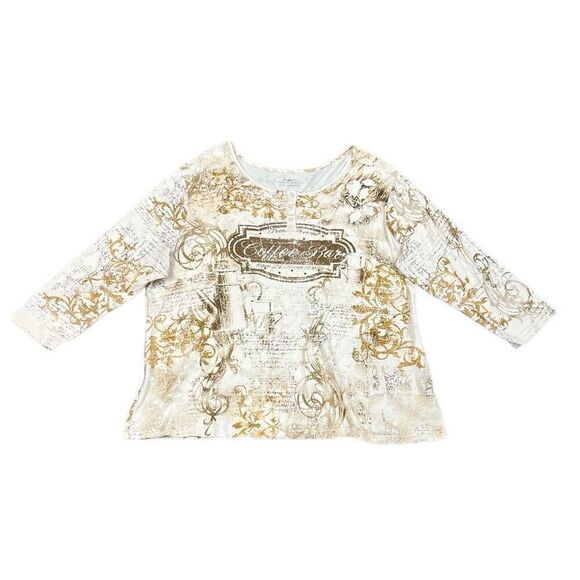 Tape Measure Coffee Bar Top 3/4 Sleeve 2X - Picture 1 of 10